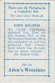 1926 Allen's Wrestlers #NNO John Kilonis Back