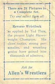 1926 Allen's Wrestlers #NNO Ted Thye Back