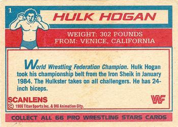 1986 Scanlens WWF Pro Wrestler #1 Hulk Hogan Back