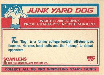 1986 Scanlens WWF Pro Wrestler #4 Junkyard Dog Back