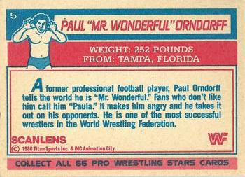 1986 Scanlens WWF Pro Wrestler #5 Paul 