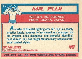 1986 Scanlens WWF Pro Wrestler #17 Mr. Fuji Back