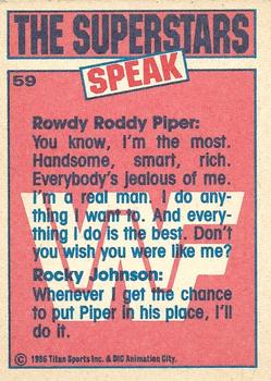 1986 Scanlens WWF Pro Wrestler #59 Rowdy Roddy Piper Back