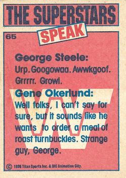 1986 Scanlens WWF Pro Wrestler #65 George Steele / Gene Okerlund Back