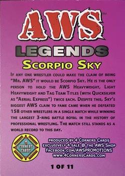 2020 Aws Wrestling Legends Volume 1 #1 Scorpio Sky Back