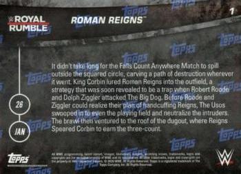 2020 Topps Now WWE #1 Roman Reigns Back