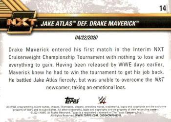 2021 Topps WWE NXT #14 Jake Atlas def. Drake Maverick Back