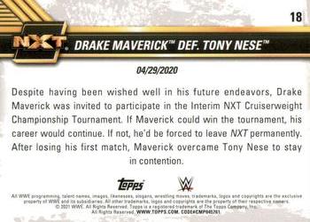 2021 Topps WWE NXT #18 Drake Maverick def. Tony Nese Back
