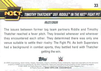 2021 Topps WWE NXT #33 Timothy Thatcher def. Riddle in the NXT Fight Pit Back