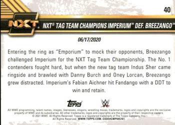 2021 Topps WWE NXT #40 NXT Tag Team Champions Imperium def. Breezango Back