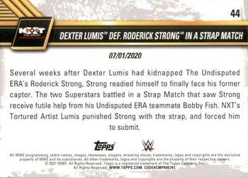 2021 Topps WWE NXT #44 Dexter Lumis def. Roderick Strong in a Strap Match Back