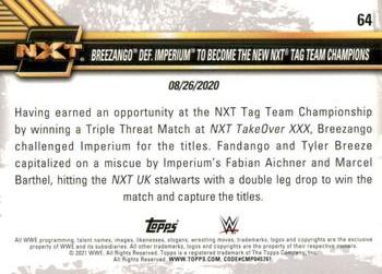 2021 Topps WWE NXT #64 Breezango def. Imperium to Become the New NXT Tag Team Champions Back