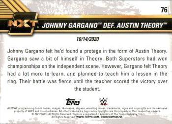 2021 Topps WWE NXT #76 Johnny Gargano def. Austin Theory Back
