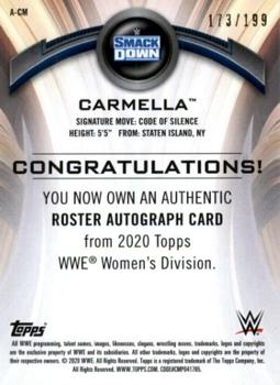 2020 Topps WWE Women's Division - Roster Autographs #A-CM Carmella Back