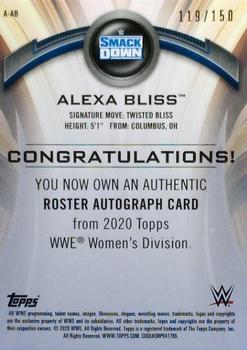 2020 Topps WWE Women's Division - Roster Autographs Pink #A-AB Alexa Bliss Back