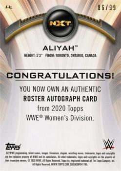 2020 Topps WWE Women's Division - Roster Autographs Purple #A-AL Aliyah Back