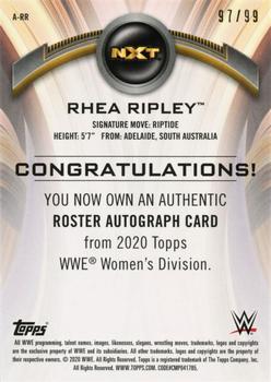 2020 Topps WWE Women's Division - Roster Autographs Purple #A-RR Rhea Ripley Back