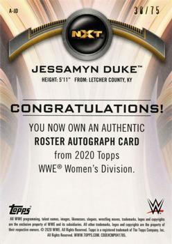2020 Topps WWE Women's Division - Roster Autographs Green #A-JD Jessamyn Duke Back