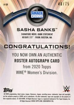 2020 Topps WWE Women's Division - Roster Autographs Green #A-SB Sasha Banks Back