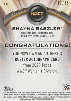 2020 Topps WWE Women's Division - Roster Autographs Green #A-SP Shayna Baszler Back