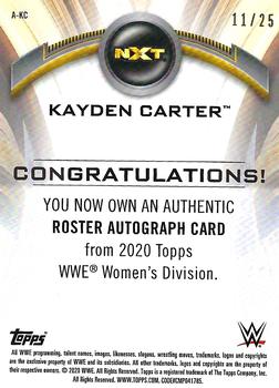 2020 Topps WWE Women's Division - Roster Autographs Blue #A-KC Kayden Carter Back