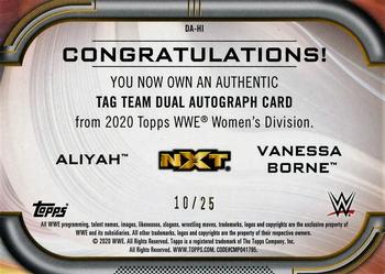 2020 Topps WWE Women's Division - Tag Team Dual Autographs #DA-HI Vanessa Borne / Aliyah Back
