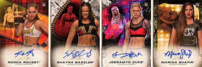 2020 Topps WWE Women's Division - Four Horsewomen of MMA Autograph Book #FHSMA-00 Ronda Rousey / Shayna Baszler / Jessamyn Duke / Marina Shafir Front