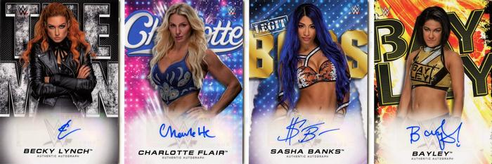 2020 Topps WWE Women's Division - Four Horsewomen of WWE Autograph Book #FHSMA-00 Becky Lynch / Charlotte Flair / Sasha Banks / Bayley Front