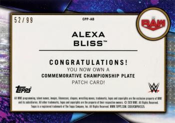 2020 Topps WWE Women's Division - Championship Plate Patch Purple #CPP-AB Alexa Bliss Back