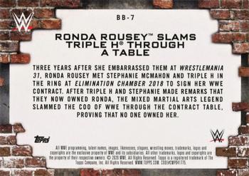 2020 Topps WWE Women's Division - Breaking Barriers #BB-7 Ronda Rousey Slams Triple H Through a Table Back