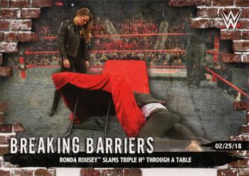 2020 Topps WWE Women's Division - Breaking Barriers #BB-7 Ronda Rousey Slams Triple H Through a Table Front