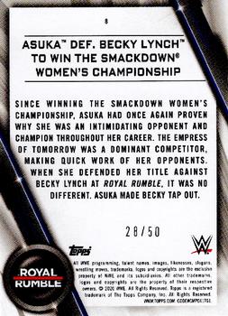 2020 Topps WWE Women's Division - Orange #8 Asuka def. Becky Lynch to Win the SmackDown Women's Championship Back