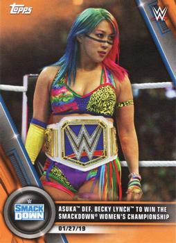 2020 Topps WWE Women's Division - Orange #8 Asuka def. Becky Lynch to Win the SmackDown Women's Championship Front
