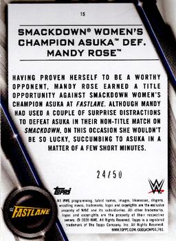 2020 Topps WWE Women's Division - Orange #15 SmackDown Women's Champion Asuka def. Mandy Rose Back