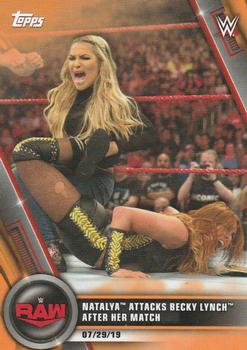 2020 Topps WWE Women's Division - Orange #54 Natalya Attacks Becky Lynch After Her Match Front