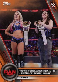2020 Topps WWE Women's Division - Orange #66 WWE Women's Tag Team Champions Alexa Bliss & Nikki Cross def. The Kabuki Warriors Front