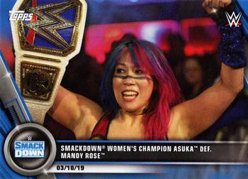 2020 Topps WWE Women's Division - Blue #15 SmackDown Women's Champion Asuka def. Mandy Rose Front
