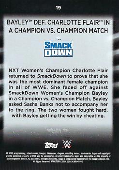 2021 Topps WWE Women's Division #19 Bayley def. Charlotte Flair in a Champion vs. Champion Match Back