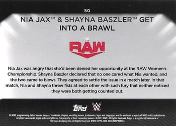 2021 Topps WWE Women's Division #50 Nia Jax & Shayna Baszler Get into a Brawl Back