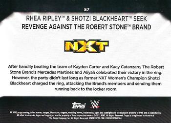2021 Topps WWE Women's Division #57 Rhea Ripley & Shotzi Blackheart Seek Revenge Against The Robert Stone Brand Back