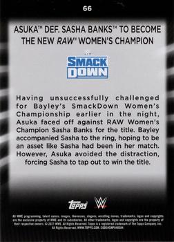 2021 Topps WWE Women's Division #66 Asuka def. Sasha Banks to Become the New Raw Women's Champion Back