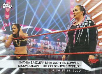 2021 Topps WWE Women's Division #67 Shayna Baszler & Nia Jax Find Common Ground Against The Golden Role Models Front