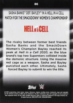 2021 Topps WWE Women's Division #86 Sasha Banks def. Bayley in a Hell in a Cell Match for the SmackDown Women's Championship Back