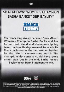 2021 Topps WWE Women's Division #92 SmackDown Women's Champion Sasha Banks def. Bayley Back