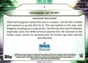 2021 Topps WWE #1 Kofi Kingston def. The Miz Back