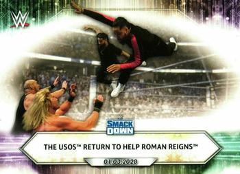2021 Topps WWE #3 The Usos Return to Help Roman Reigns Front