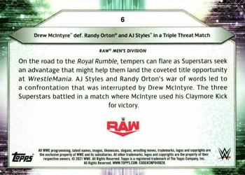 2021 Topps WWE #6 Drew McIntyre def. Randy Orton and AJ Styles in a Triple Threat Match Back