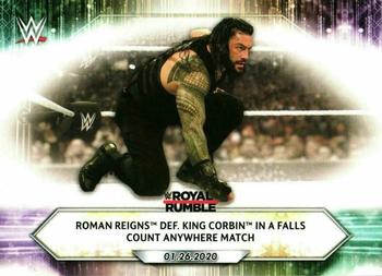 2021 Topps WWE #9 Roman Reigns def. King Corbin in a Falls Count Anywhere Match Front