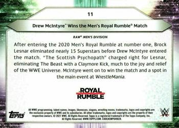 2021 Topps WWE #11 Drew McIntyre Wins the Men's Royal Rumble Match Back