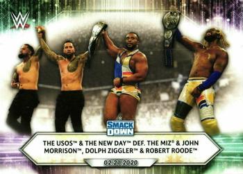 2021 Topps WWE #21 The Usos & The New Day def. The Miz & John Morrison, Dolph Ziggler & Robert Roode Front